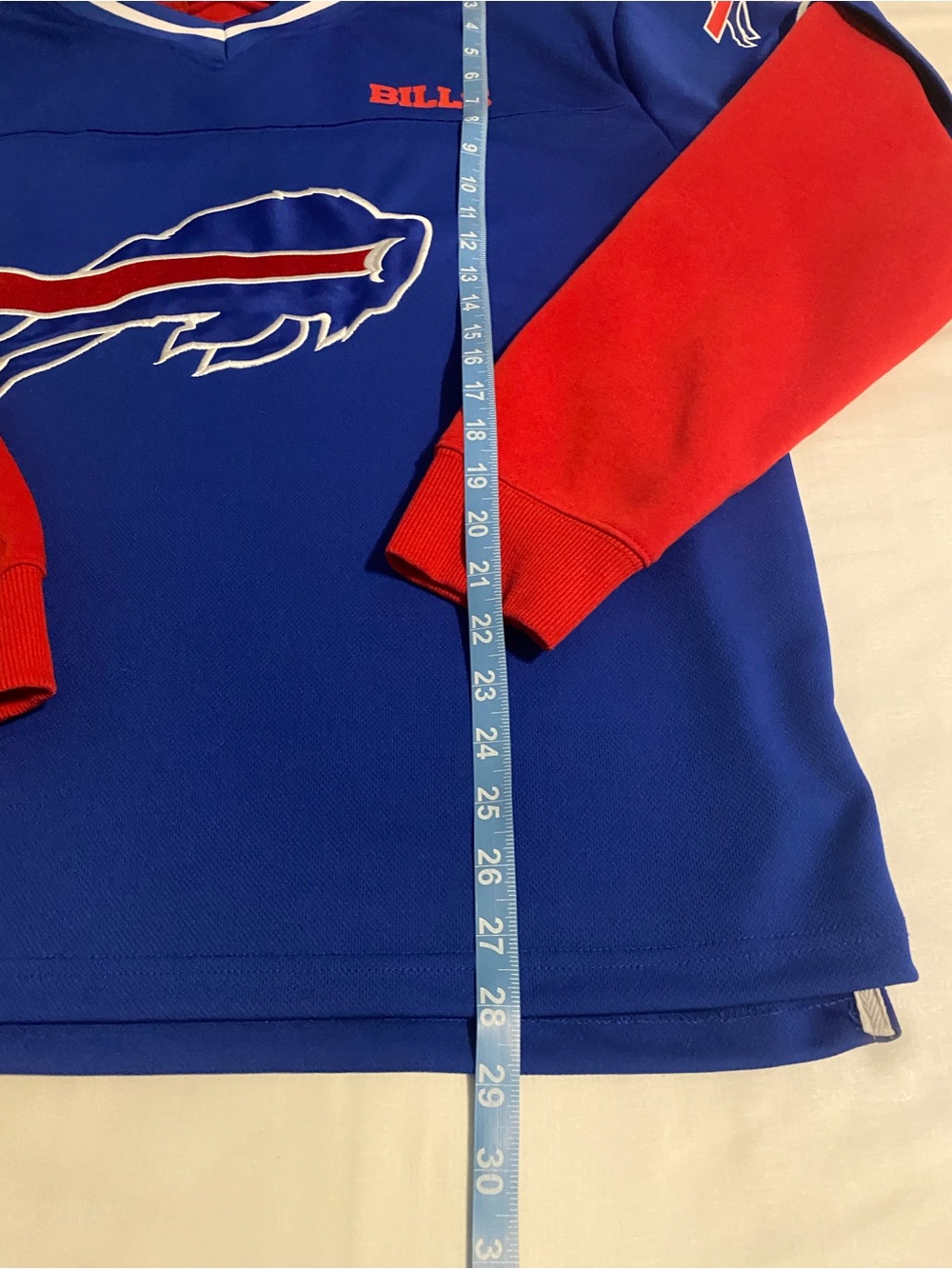 NFL Bills Blue and Red Crewneck Hooded Sweater - Picture 7 of 8